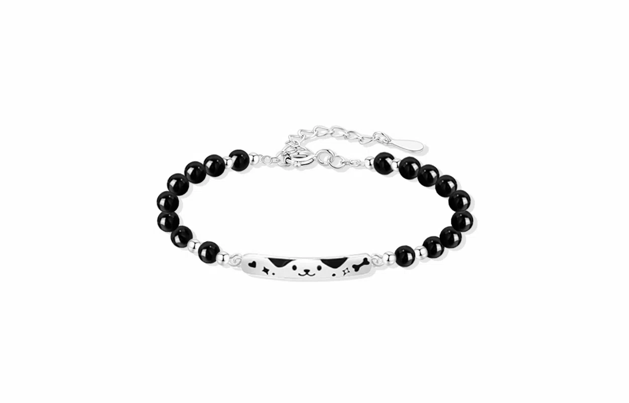 牧言 猫咪修狗 萌趣可爱卡通甜蜜浪漫高级感 小众设计甜美百搭猫狗日记转运圆珠串珠 好运 合金 手链 男女同款情侣款