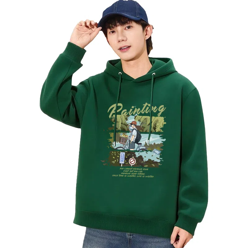 兰缪 日常通勤款款嘻哈街头中性风美式复古潮流男友风柔软舒适时尚休闲高品质重磅连帽卫衣 男女同款