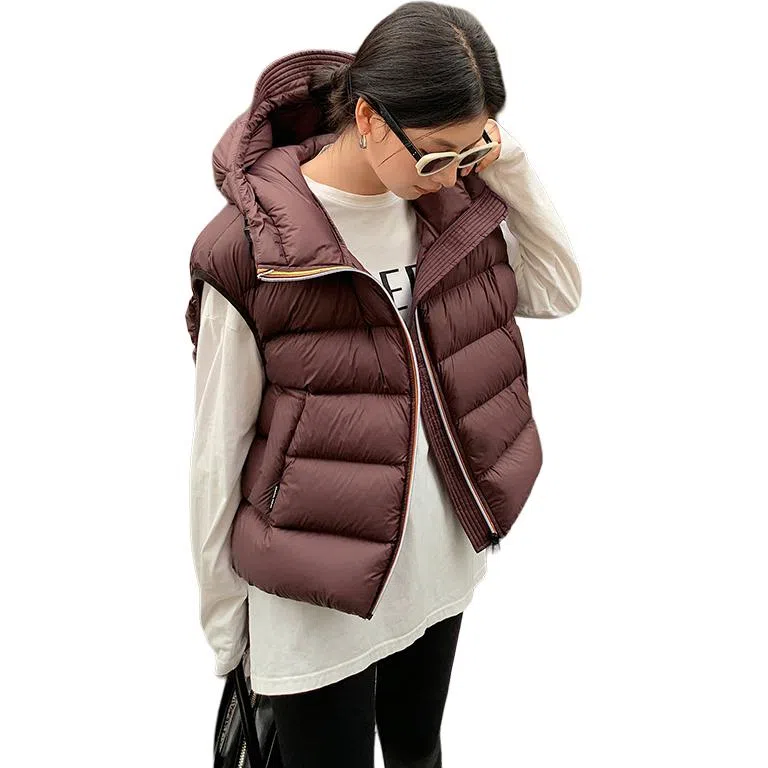 鸭鸭  秋冬外穿立领连帽休闲时尚  羽绒马甲  女款