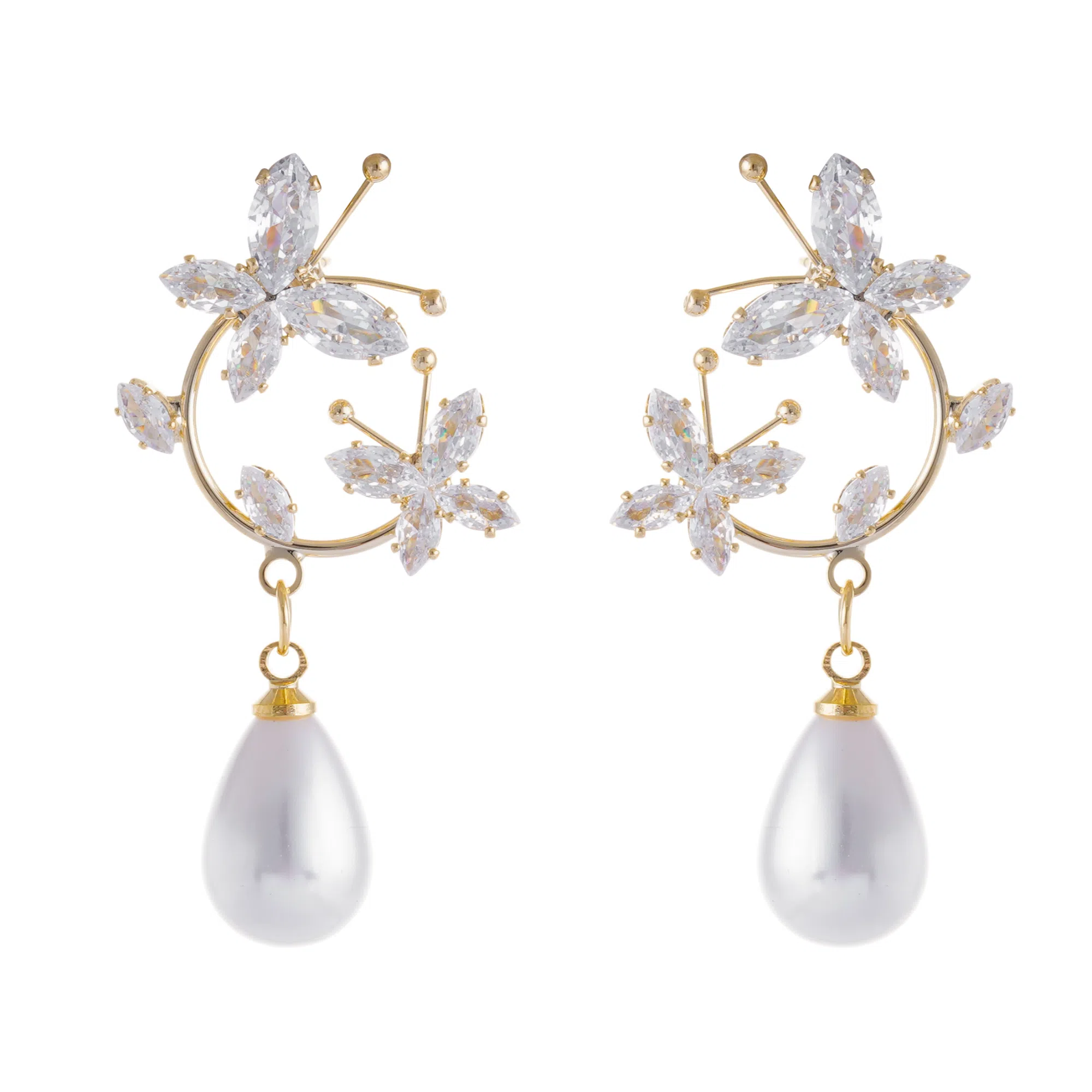 澜耀 气质蝴蝶环绕耳饰 时尚百搭少女法式轻奢超仙精致#好运 合金  耳环 女款