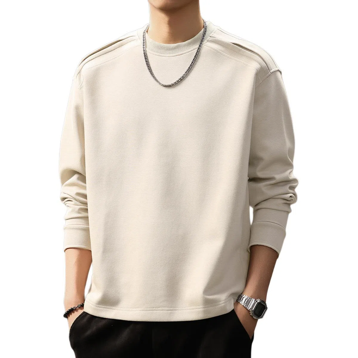 贵色 秋季 高端美式复古肌理感高街休闲痞帅百搭上衣卫衣 宽松 男女同款