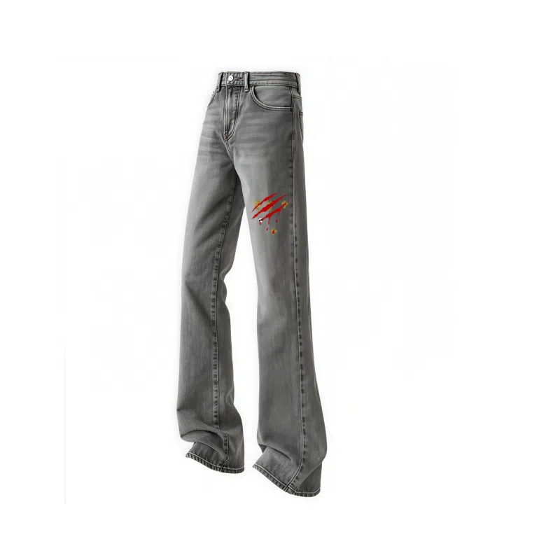 AMBER LIGHT OOTD Cross Print Jeans