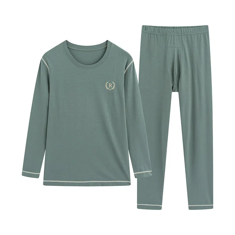 贴身领域 纯色舒适透气保暖套装 男款