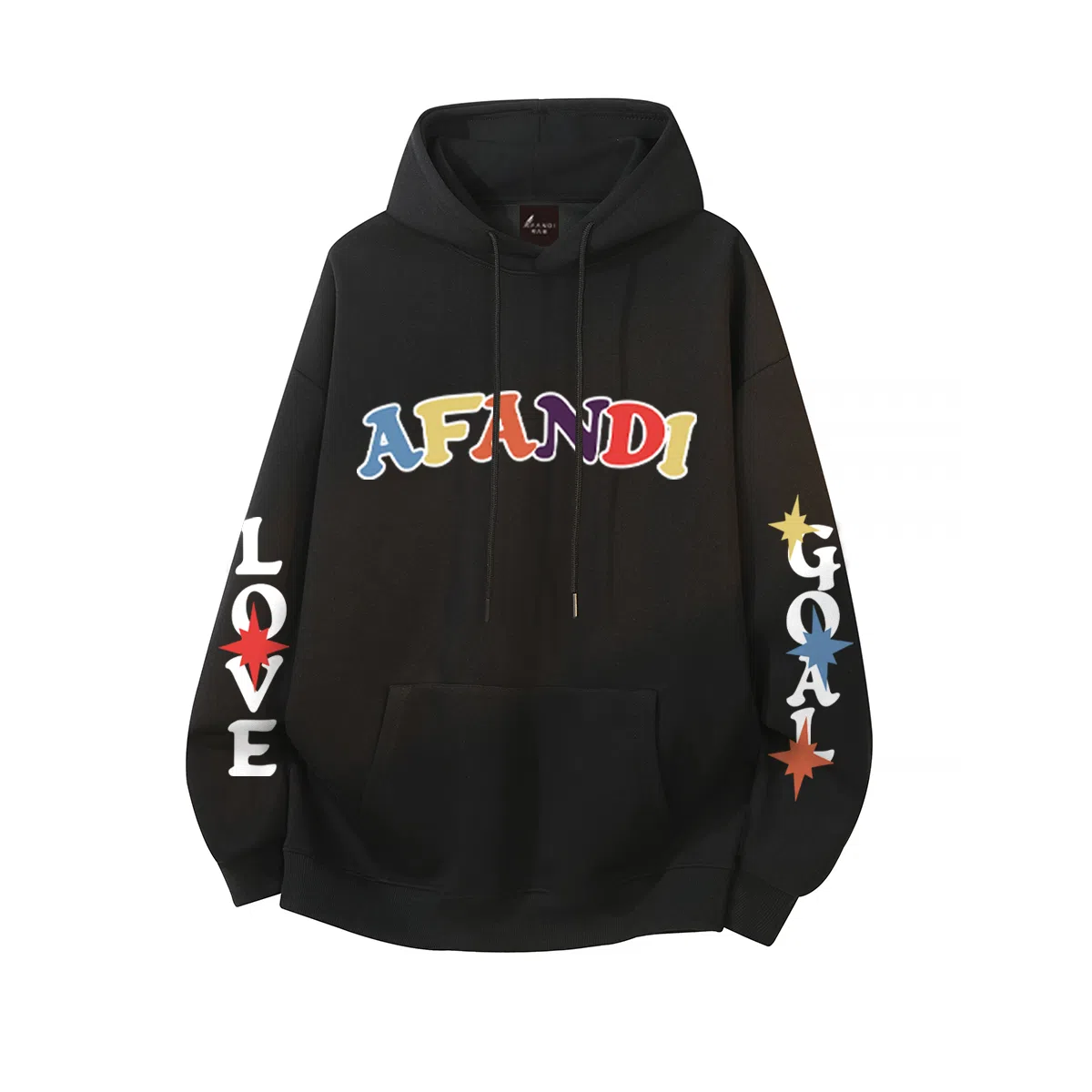 阿凡迪 美式高街个性潮牌多巴胺字体星星印花简约基础款连帽休闲日常无性别主义经典百搭落肩舒适运动风长袖卫衣 男女同款