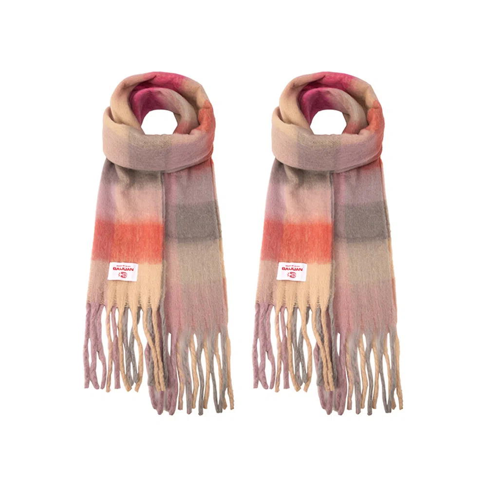 白卷 限定款马卡龙色保暖加厚 绒线围巾 女款