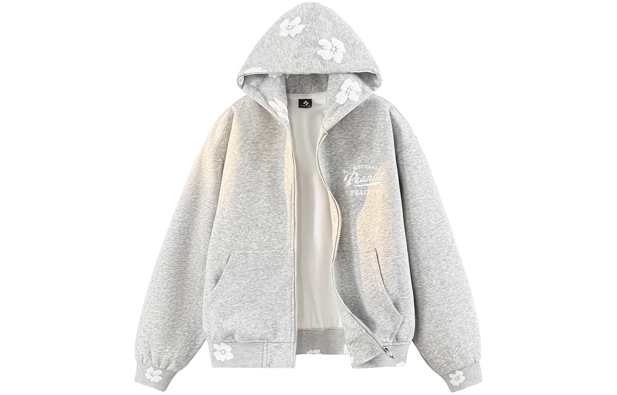 No Tears Flocked Floral Hoodie Jacket