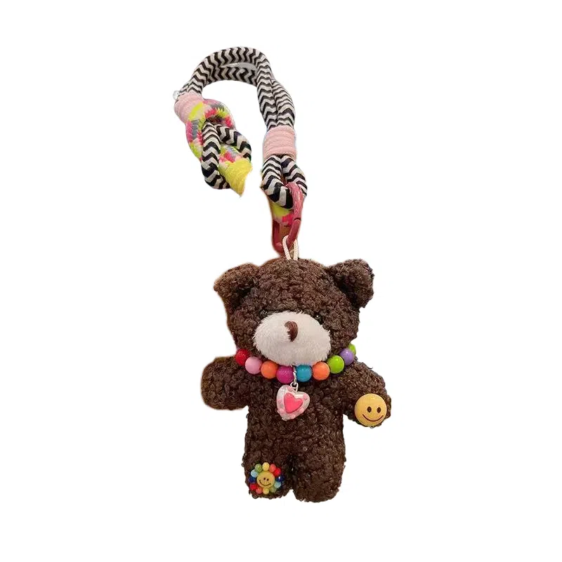 尚先生 彩虹创意小熊女呆萌钥匙扣公仔韩版包包项链 毛绒 挂件 男女同款情侣款