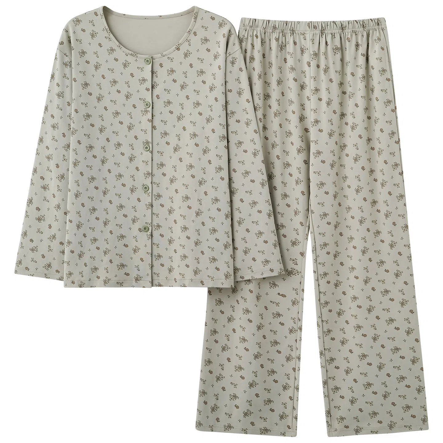 莫代尔 个性时尚气质百搭圆领开衫纯棉休闲简约家居服可外穿睡衣套装 女款