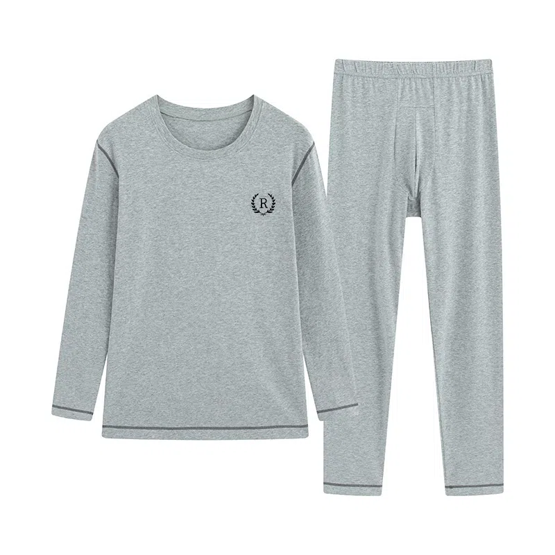 贴身领域 纯色舒适透气保暖套装 男款