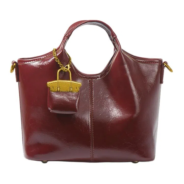 CLEVER&KETCH Waxed Red PU Shoulder Bag