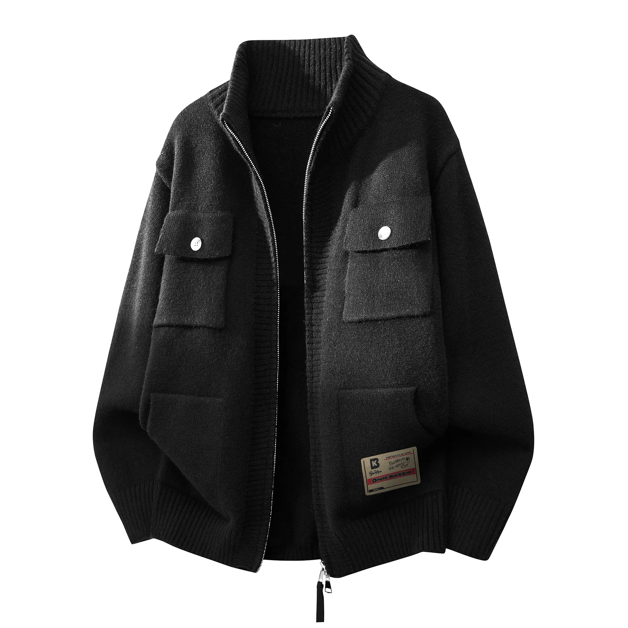 大卫贝肯 美式复古高街立领日常通勤休闲百搭亲肤舒适轻松惬意慵懒高级感开衫针织衫 男女同款