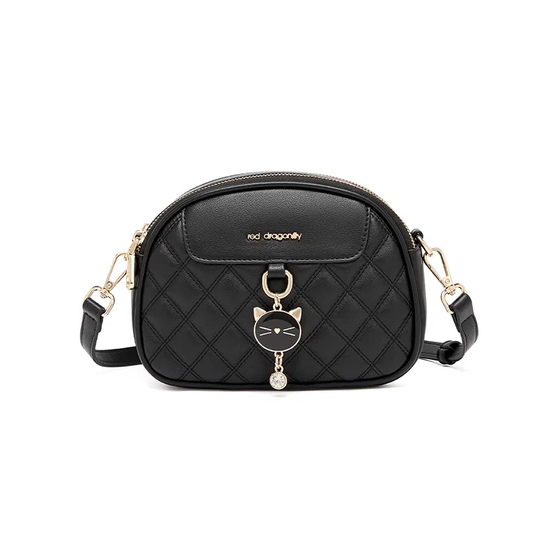 红蜻蜓 小香风通勤百搭日常 合成革 单肩包 常规 女款 黑色