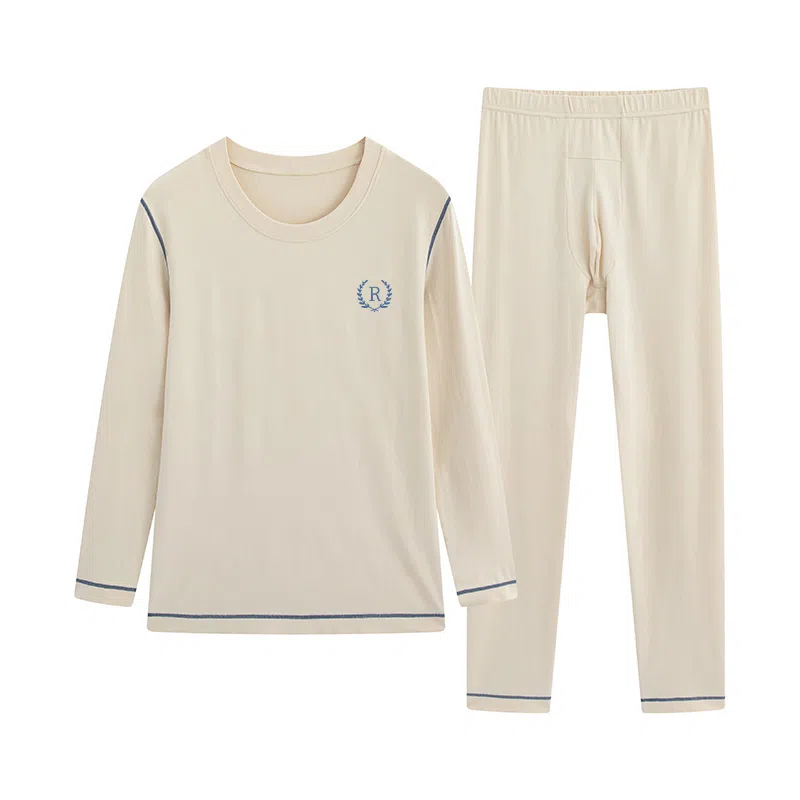 贴身领域 纯色舒适透气保暖套装 男款