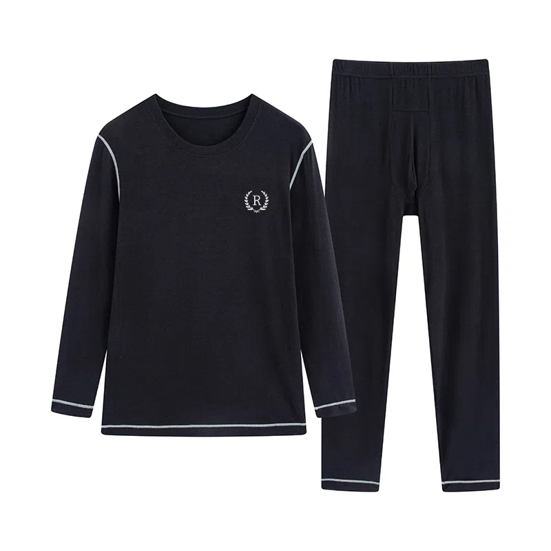 贴身领域 纯色舒适透气保暖套装 男款