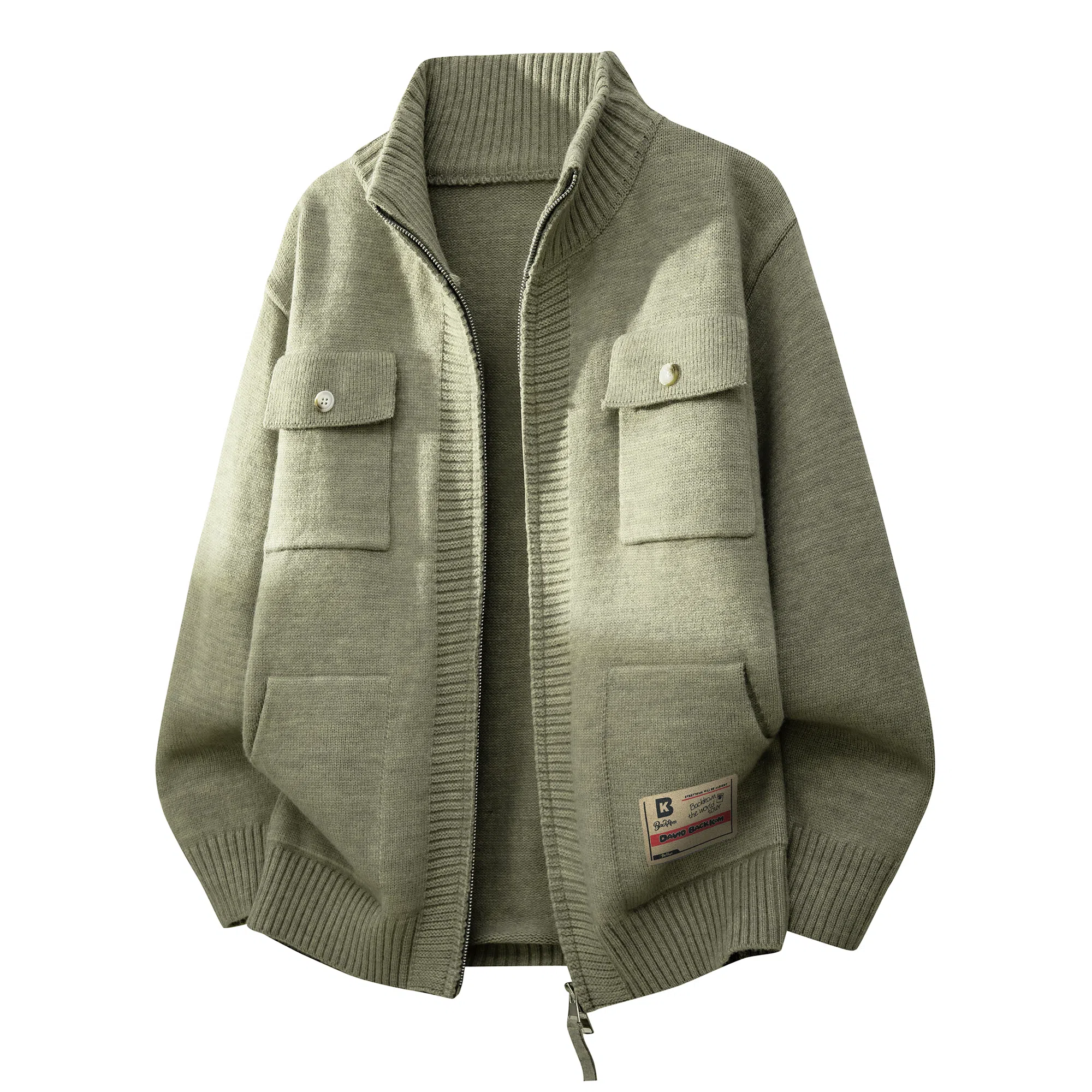 大卫贝肯 美式复古高街立领日常通勤休闲百搭亲肤舒适轻松惬意慵懒高级感开衫针织衫 男女同款