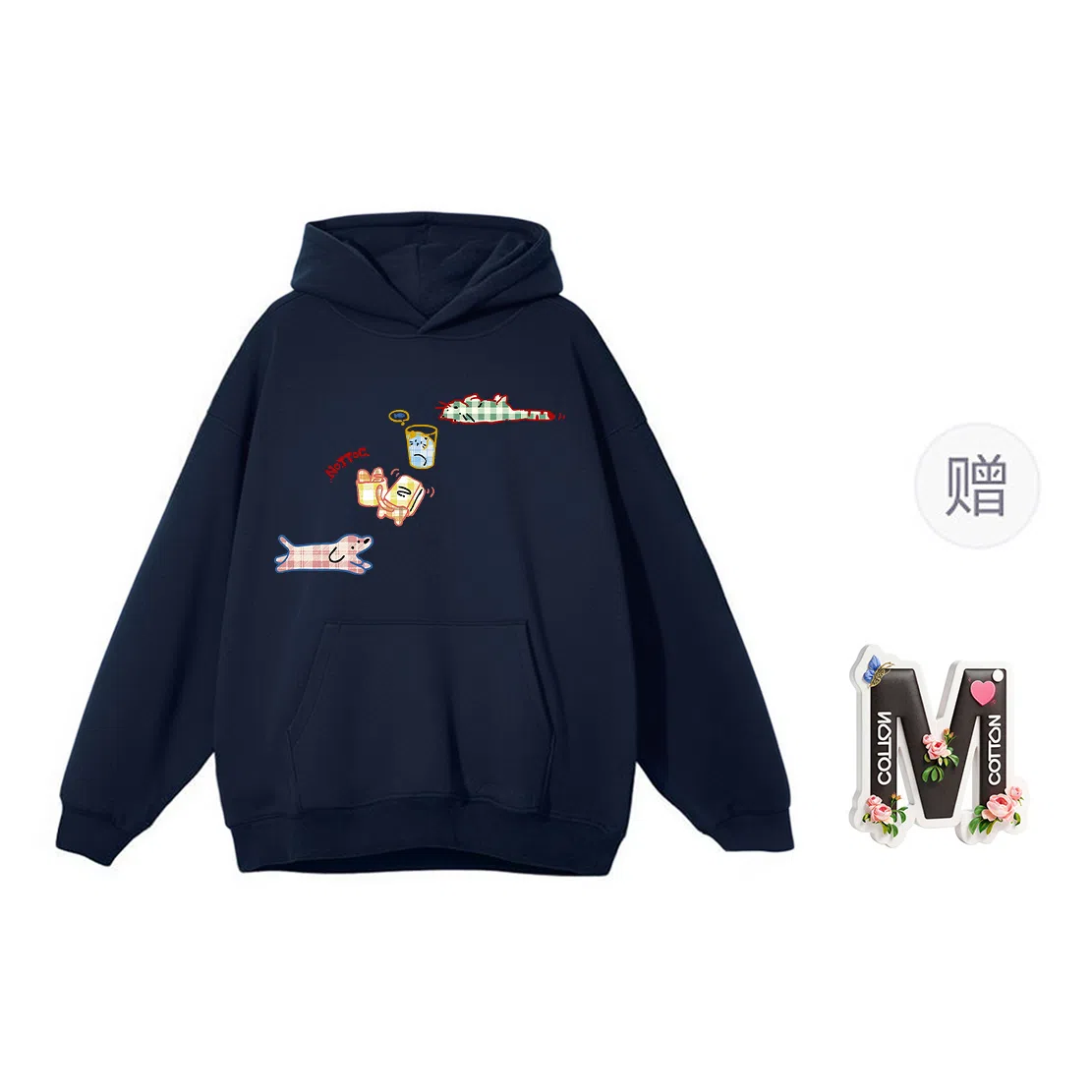 棉购 连帽薄款卡通个性时尚舒适潮牌学生美式卫衣 女款