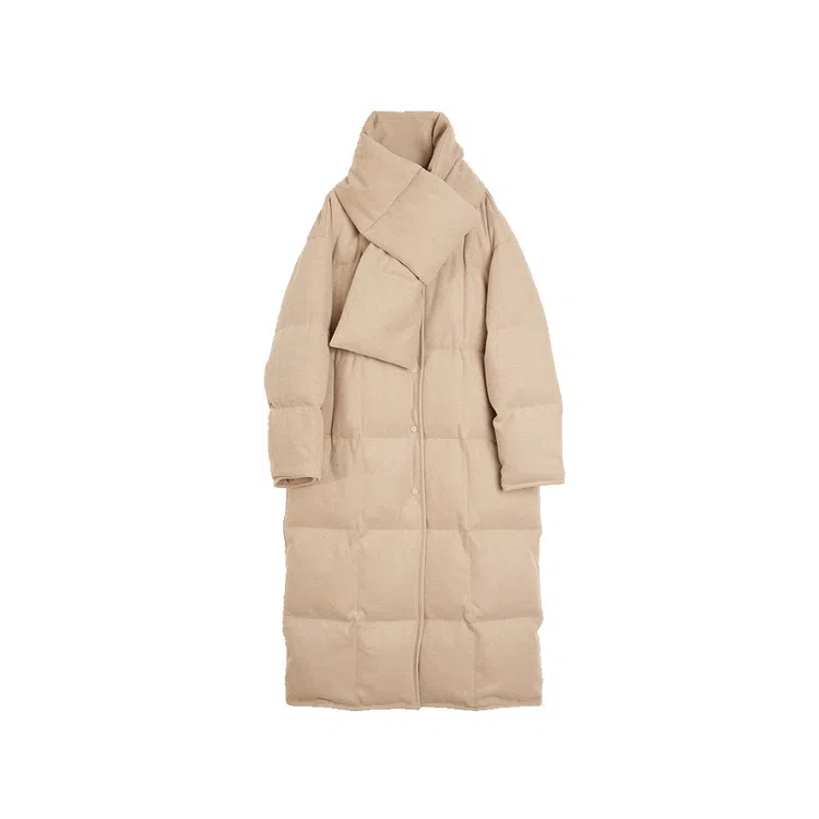 ELLE French Style 90 White Duck Down Long Puffer Jacket