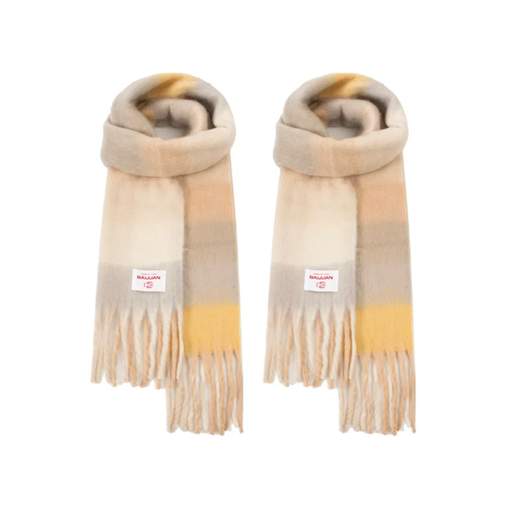 白卷 限定款马卡龙色保暖加厚 绒线围巾 女款