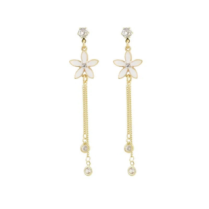 彤彤兔 韩系小雏菊耳坠女小众设计感潮流气质花朵流苏耳饰品 合金 耳环 女款