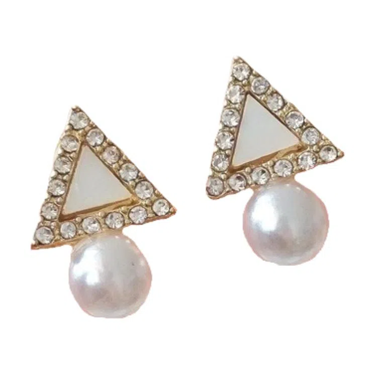 彤彤兔 韩系三角形耳环小众简约轻奢高级感气质百搭耳饰 合金树脂 耳钉 女款