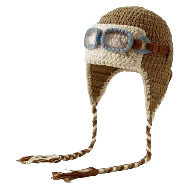 尚先生 可爱搞怪帽子女针织毛线帽秋冬季保暖护耳飞行帽显脸小防寒帽 毛绒 套头帽 男女同款情侣款