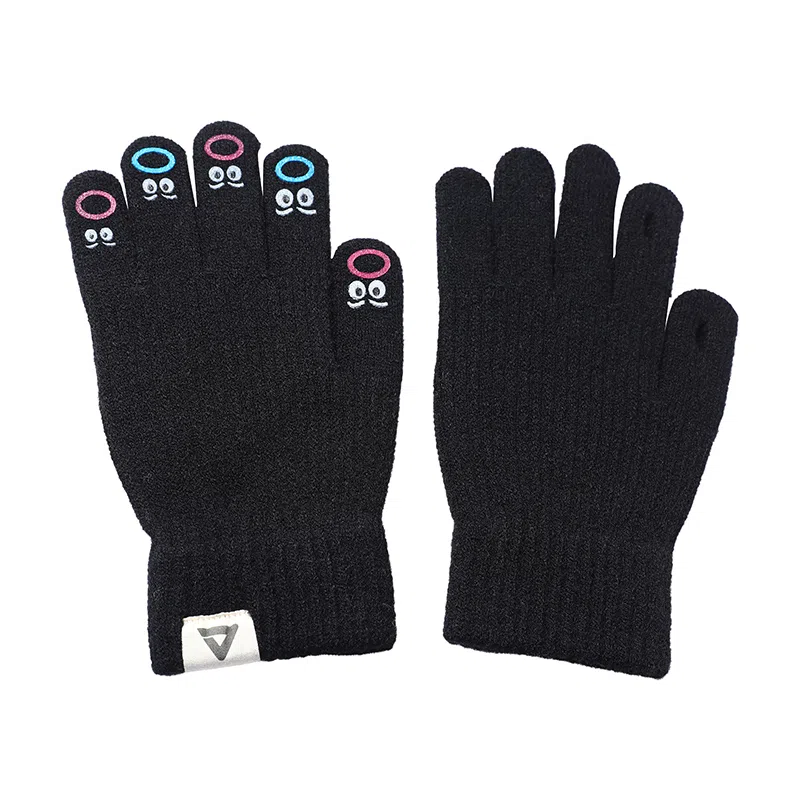 匹克 可爱表情卡哇伊 锦纶 冬季保暖绒线手套 女款