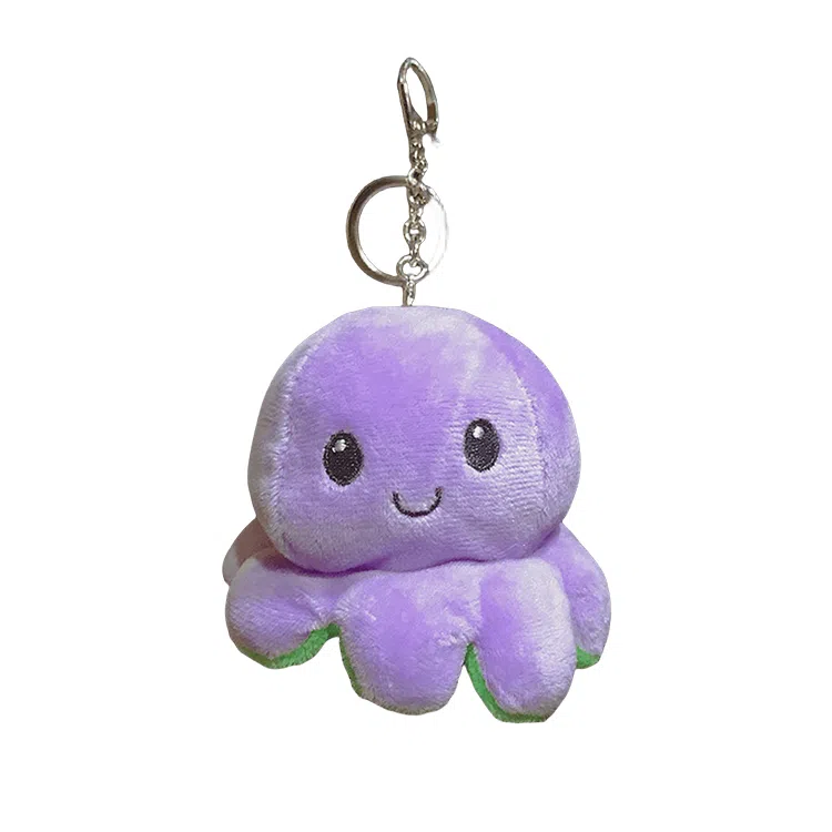 心水好物 翻转翻面章鱼创意钥匙链娃娃公仔包包书包挂饰毛绒钥匙扣 聚酯纤维 挂件 男女同款情侣款