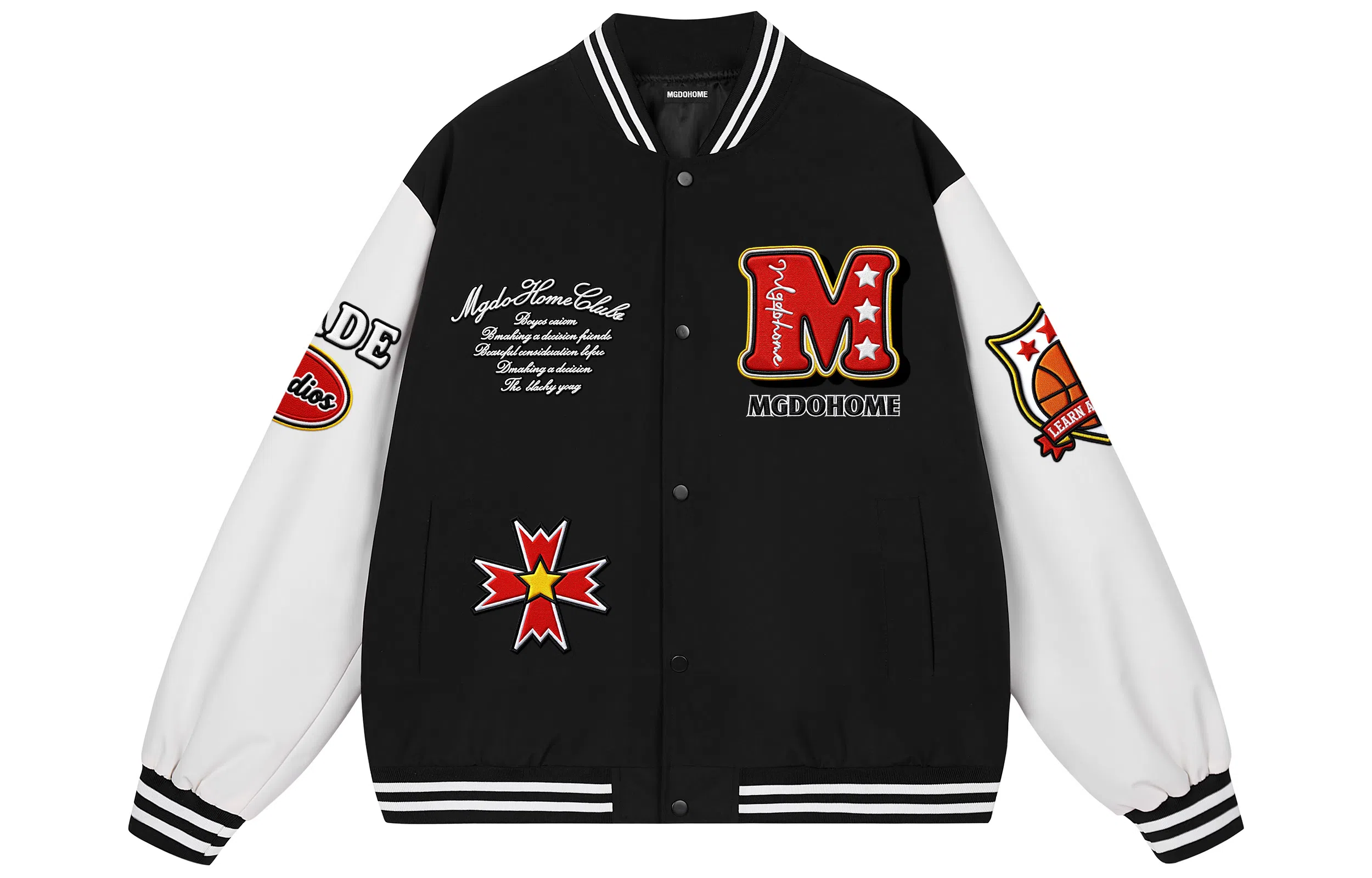 MGDOHOME College Patchwork Baseball Jacket