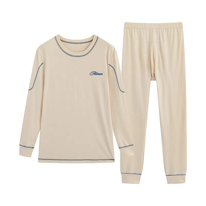 贴身领域 青少年秋衣秋裤纯棉内衣初中高中学生棉毛衫线衣线裤保暖套装 男款