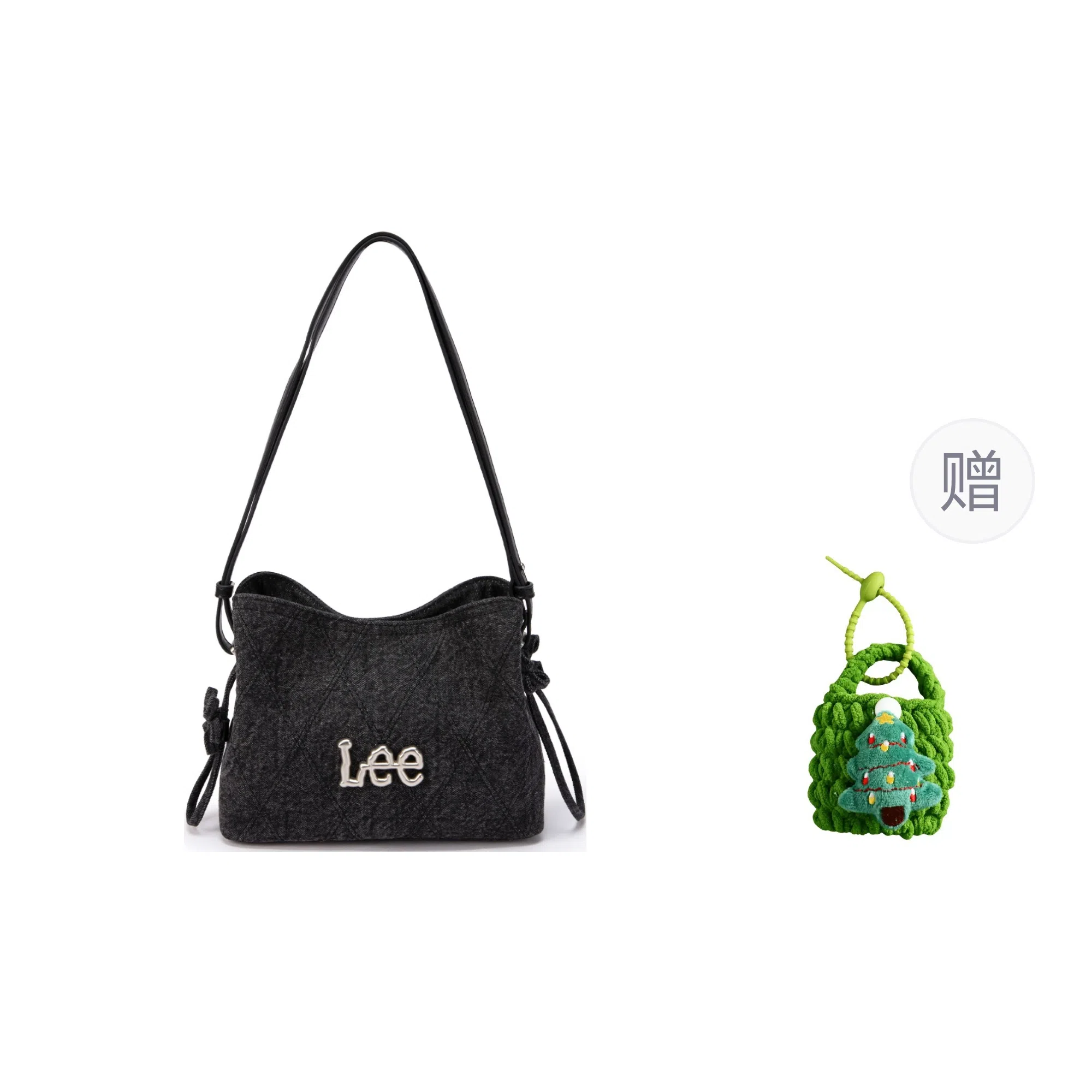 Lee Denim Quilted Shoulder Bag Black