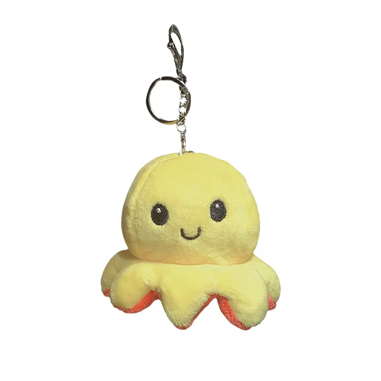 心水好物 翻转翻面章鱼创意钥匙链娃娃公仔包包书包挂饰毛绒钥匙扣 聚酯纤维 挂件 男女同款情侣款