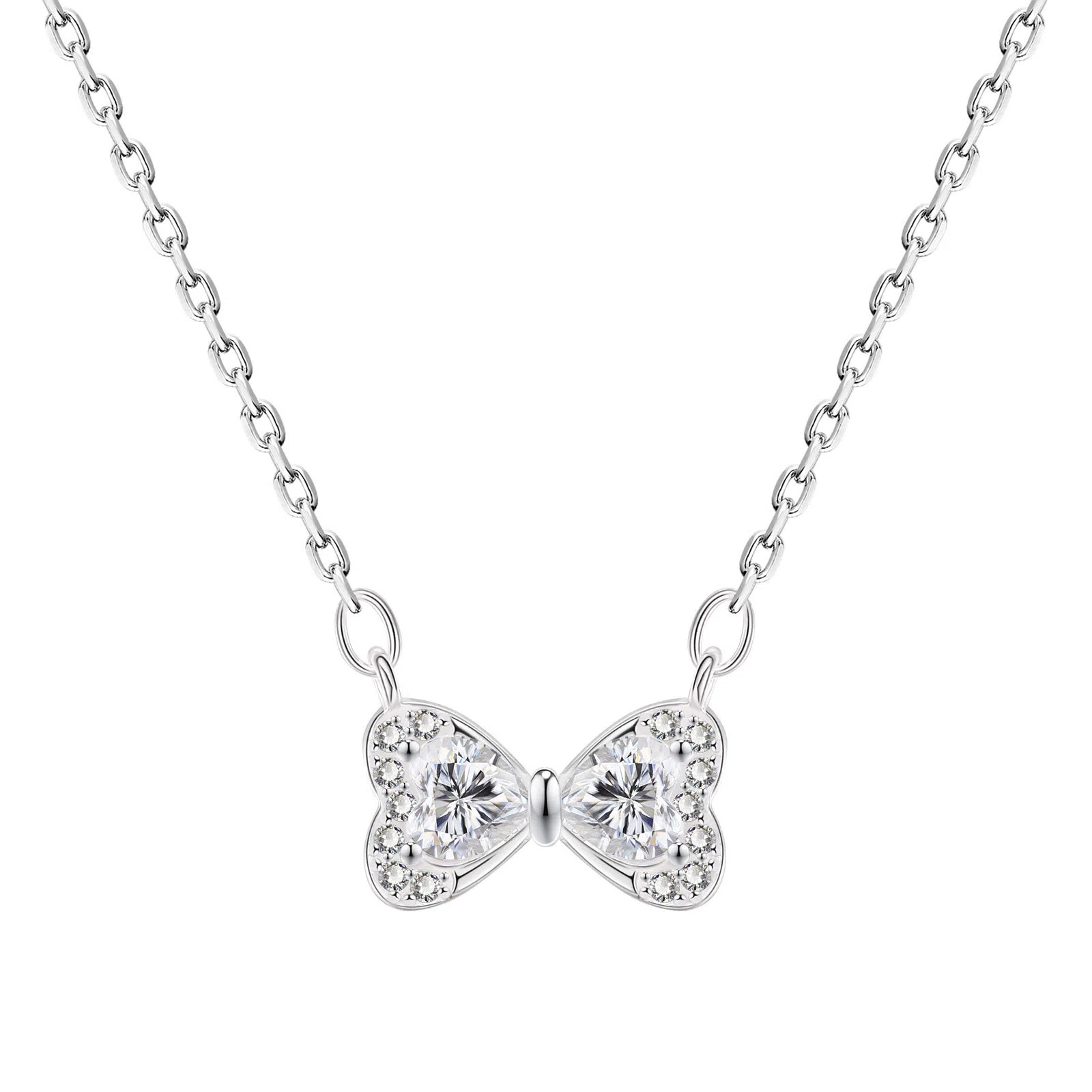 艾卡拉 韩系爱心女小众设计 银 项链 男女同款情侣款