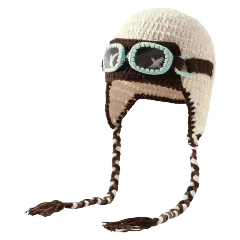 尚先生 可爱搞怪帽子女针织毛线帽秋冬季保暖护耳飞行帽显脸小防寒帽 毛绒 套头帽 男女同款情侣款