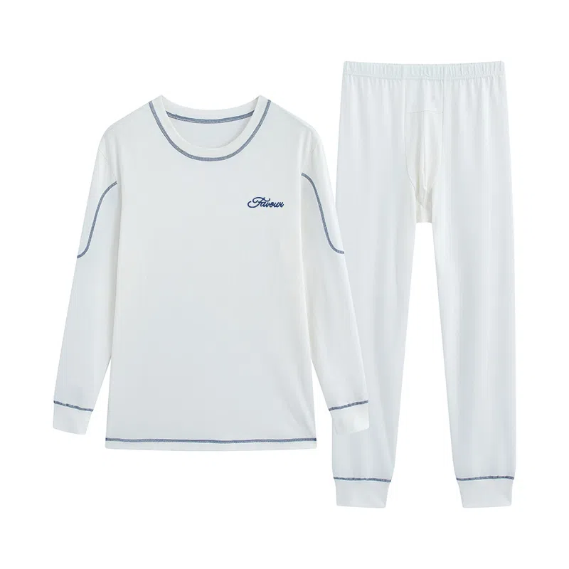 贴身领域 青少年秋衣秋裤纯棉内衣初中高中学生棉毛衫线衣线裤保暖套装 男款