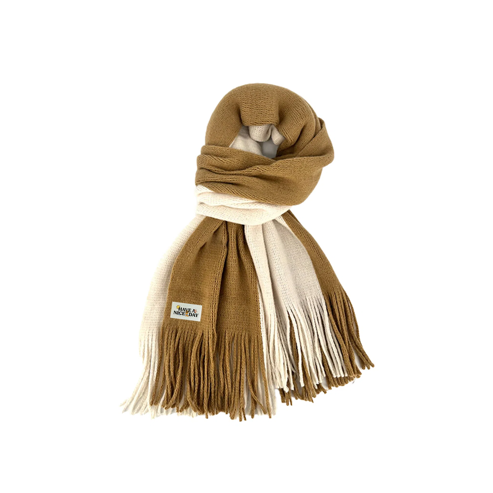 加菲猫家族 秋冬纯色拼接学院风休闲百搭保暖 绒线围巾 男女同款情侣款