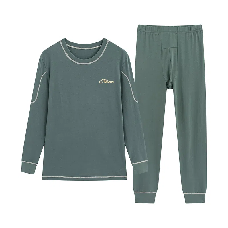 贴身领域 青少年秋衣秋裤纯棉内衣初中高中学生棉毛衫线衣线裤保暖套装 男款