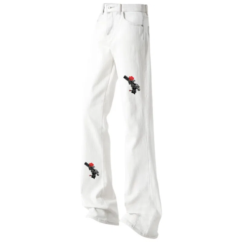 AMBER LIGHT Rose Print Slim Jeans