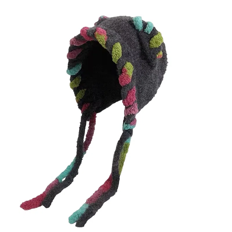 尚先生 多巴胺猫耳朵帽女秋冬显脸小针织包头帽保辫子护耳 毛绒 毛线帽 女款