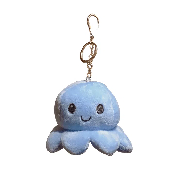 心水好物 翻转翻面章鱼创意钥匙链娃娃公仔包包书包挂饰毛绒钥匙扣 聚酯纤维 挂件 男女同款情侣款