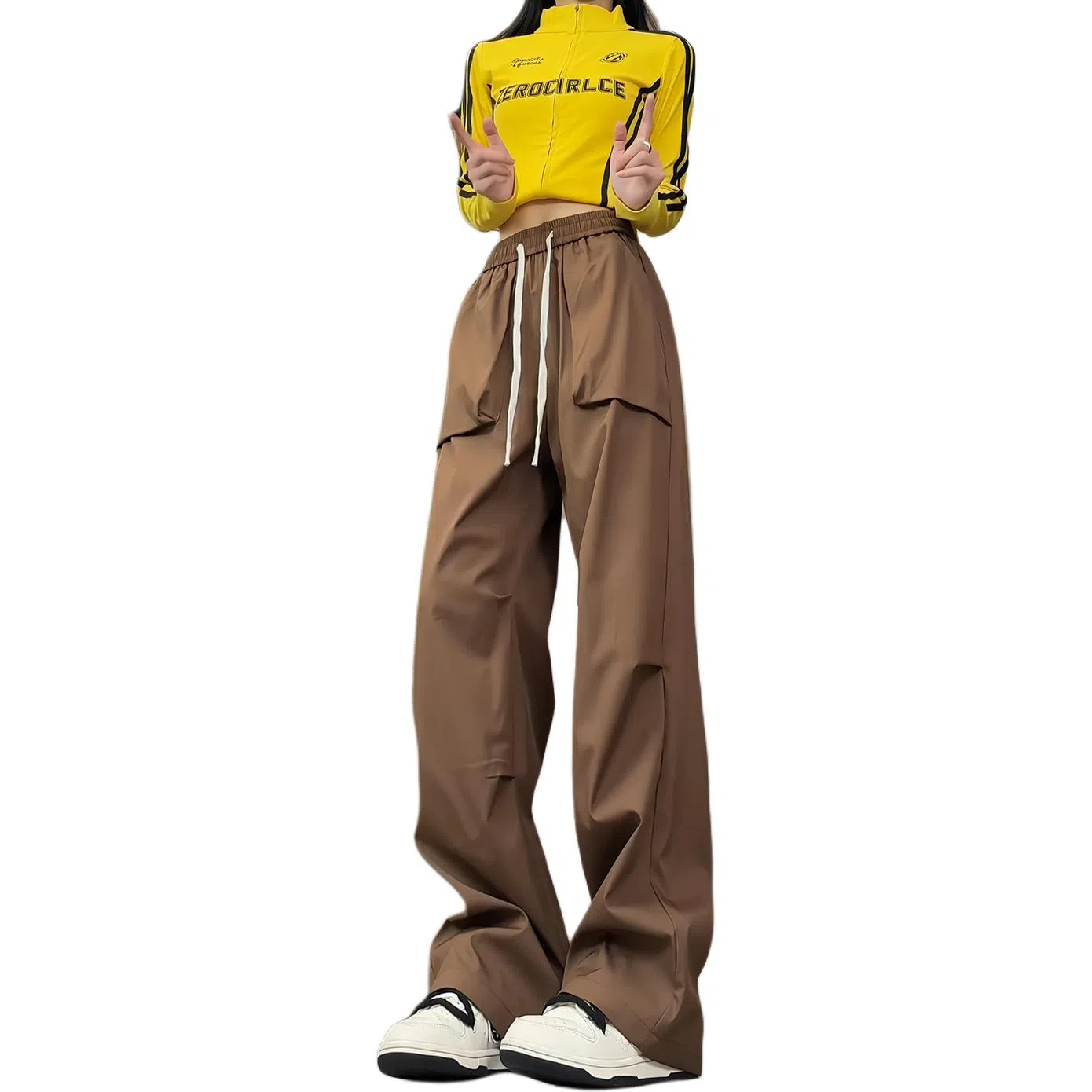 欧迪芬 工装裤春秋季宽松直筒百搭长裤子学生口袋个性抽绳潮牌休闲裤 男女同款