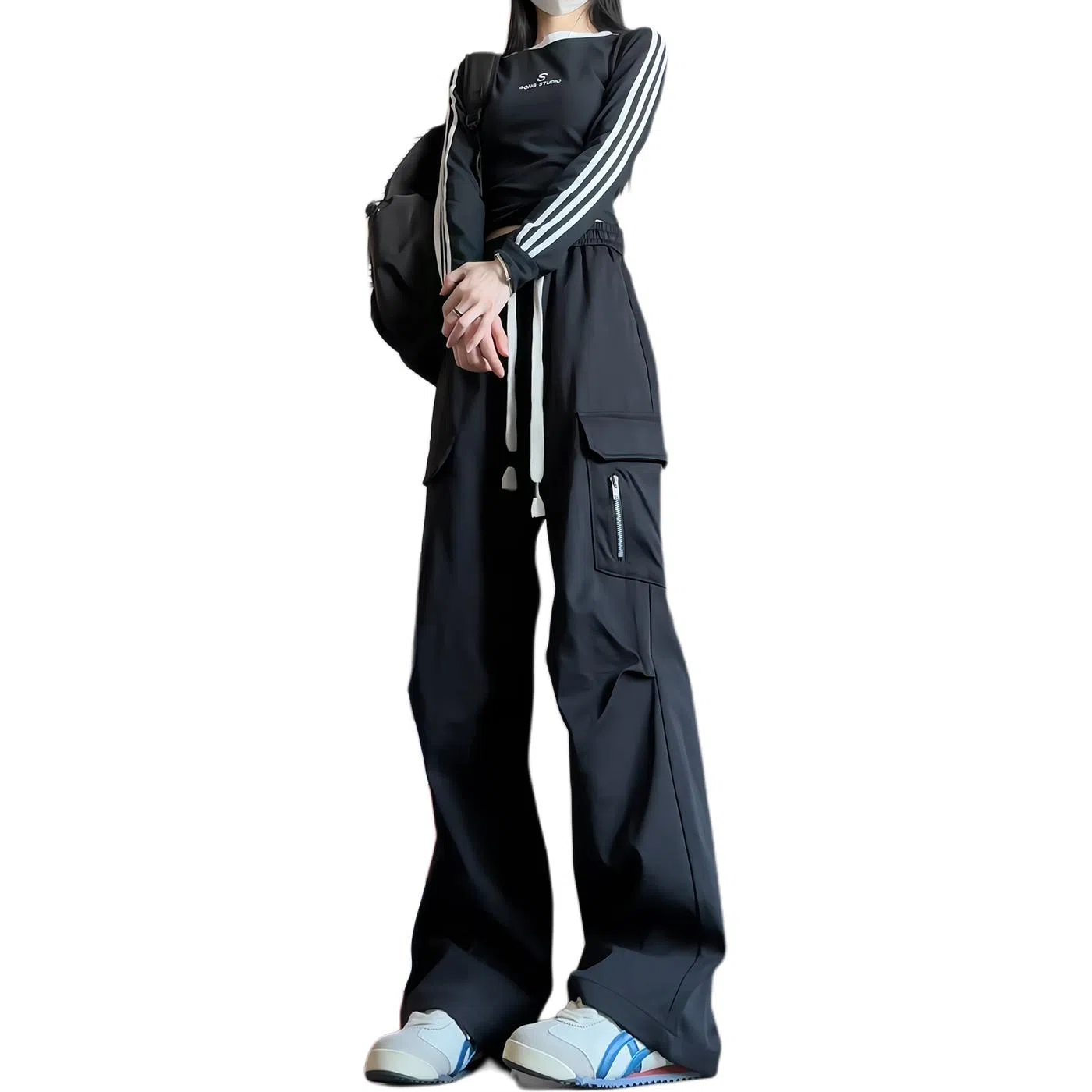 欧迪芬 美式复古软壳裤情侣款春秋季机能拉链多口袋工装裤户外登山裤休闲裤 女款