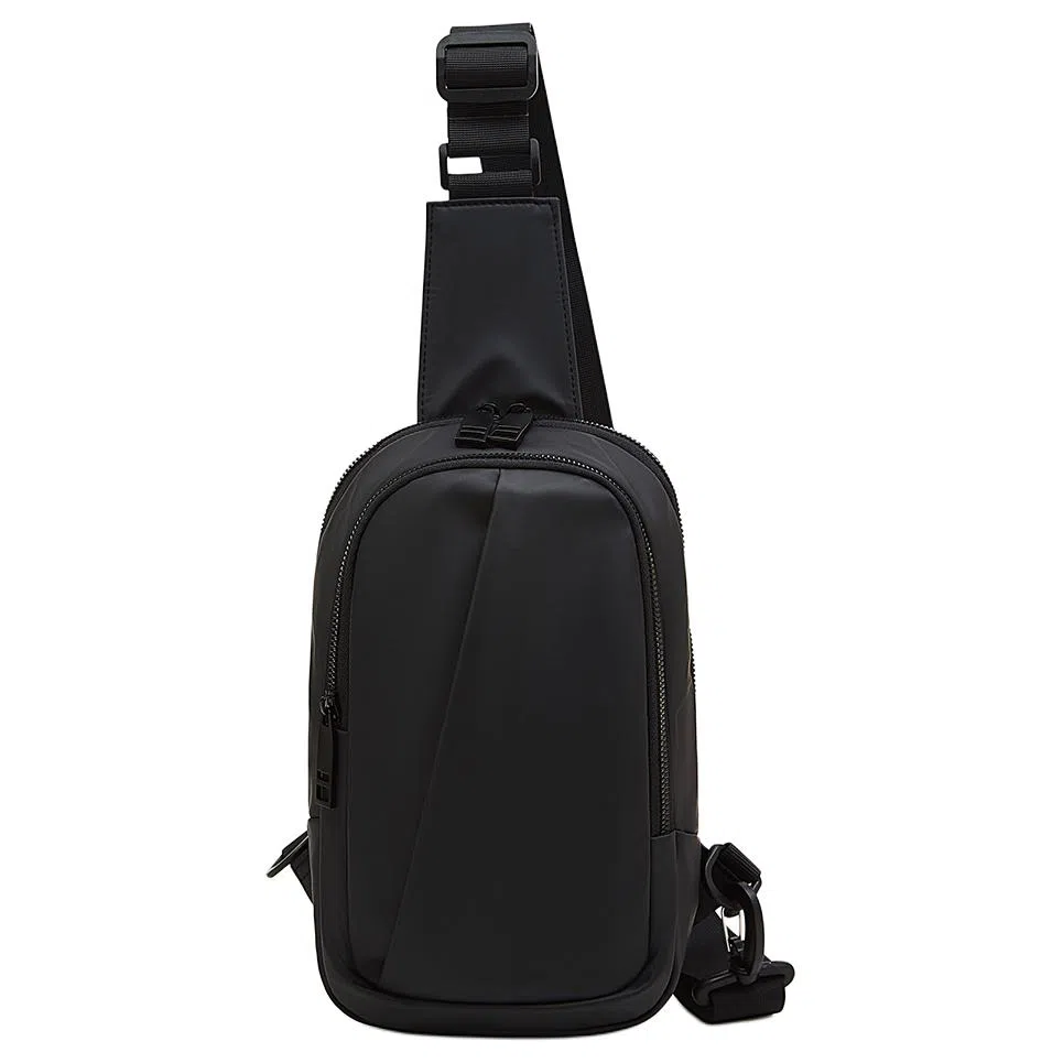 老人头 潮酷小众百搭轻便实用斜挎包 织物 胸包 常规 男款 黑色