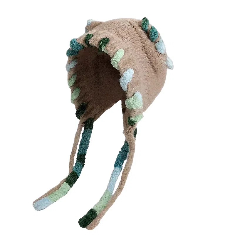 尚先生 多巴胺猫耳朵帽女秋冬显脸小针织包头帽保辫子护耳 毛绒 毛线帽 女款