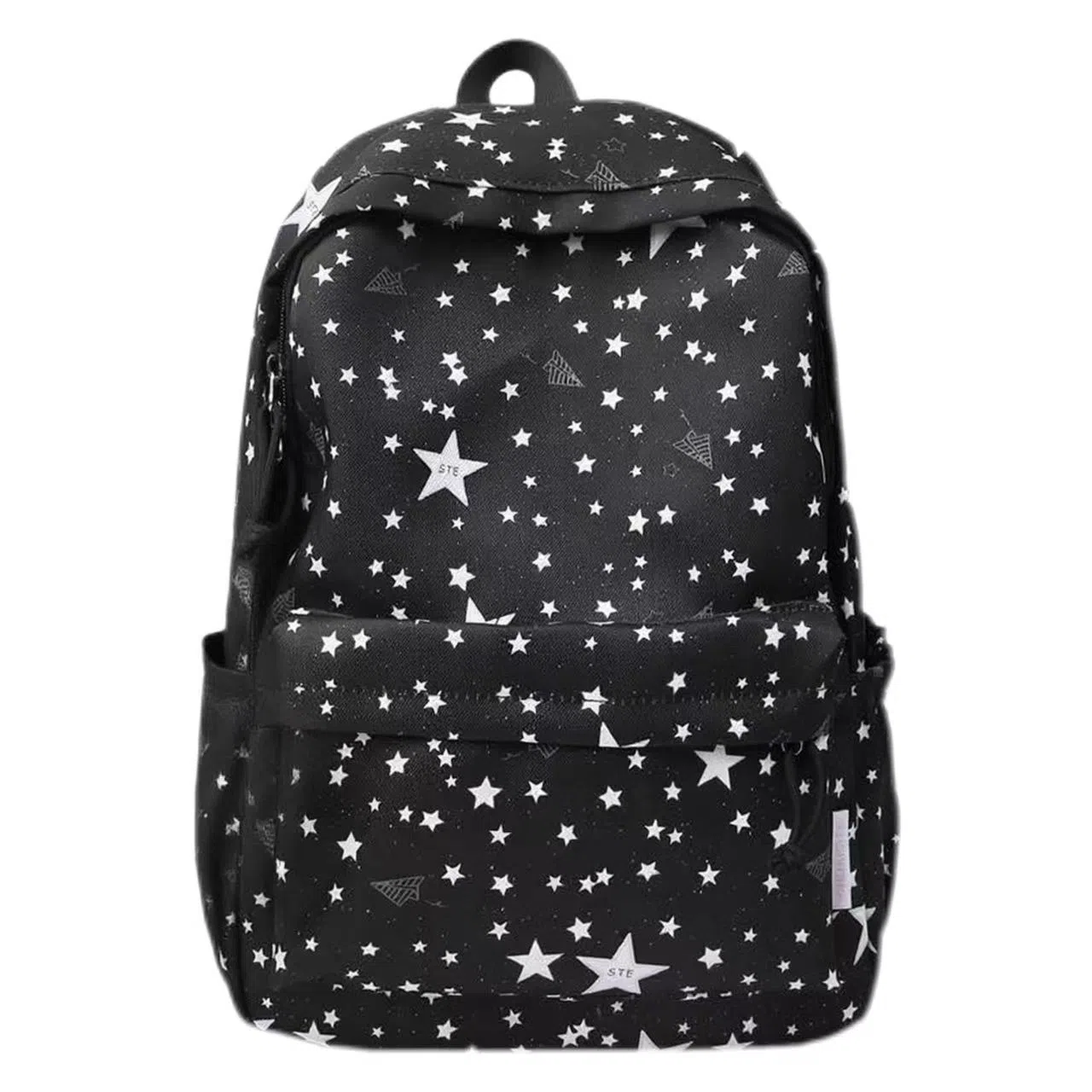 單倉 高颜值时尚星星卡通印花设计学院风通勤百搭背包初高中学生大容量轻便耐磨书包 尼龙 双肩包 常规 女款 白色/粉色/蓝色/黑色