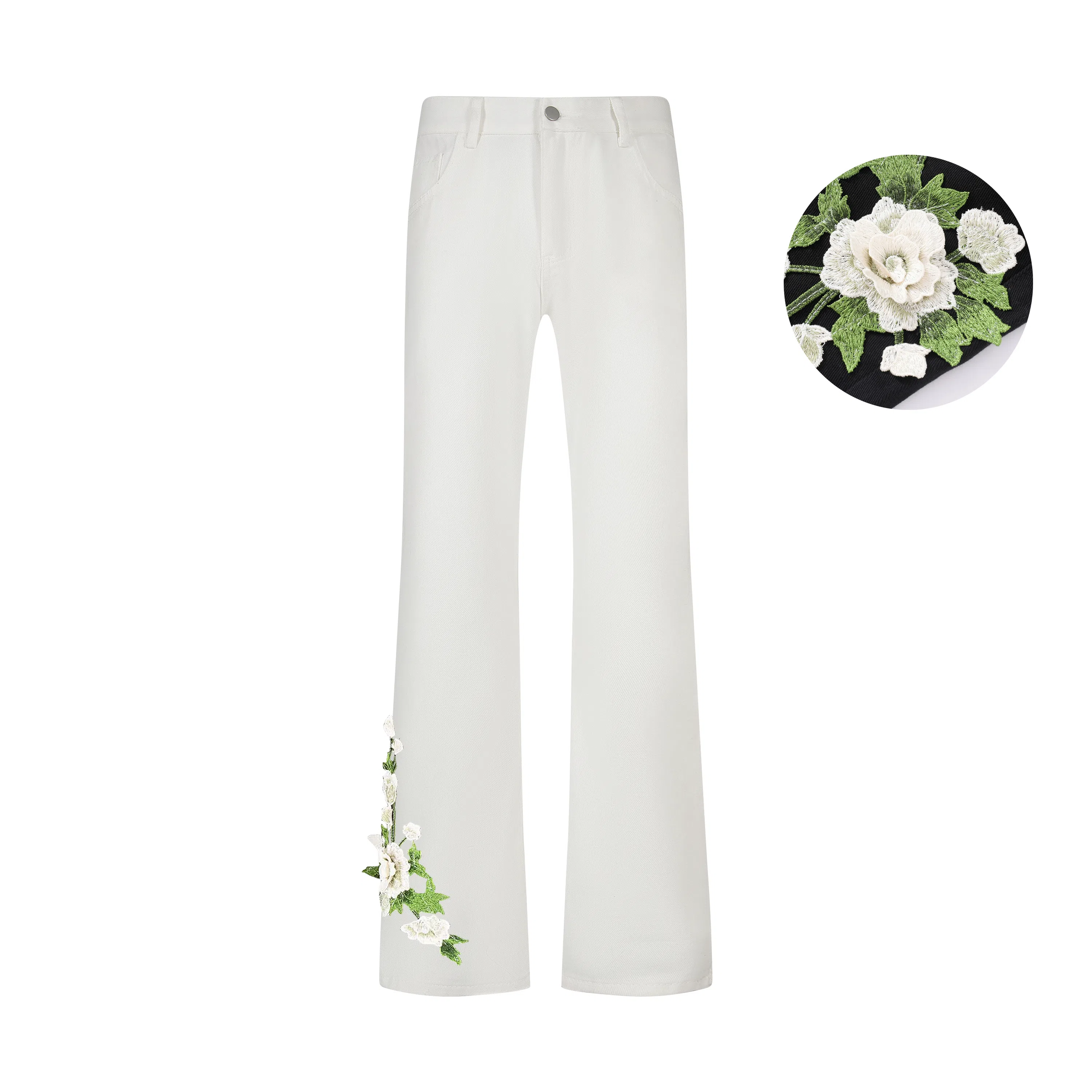 【万针刺绣3D立体浮雕】布客行 显腿长显高显瘦重工美式复古水洗直筒基础款花卉透气高街舒适亲肤休闲百搭微喇纯色长裤牛仔裤 男女同款