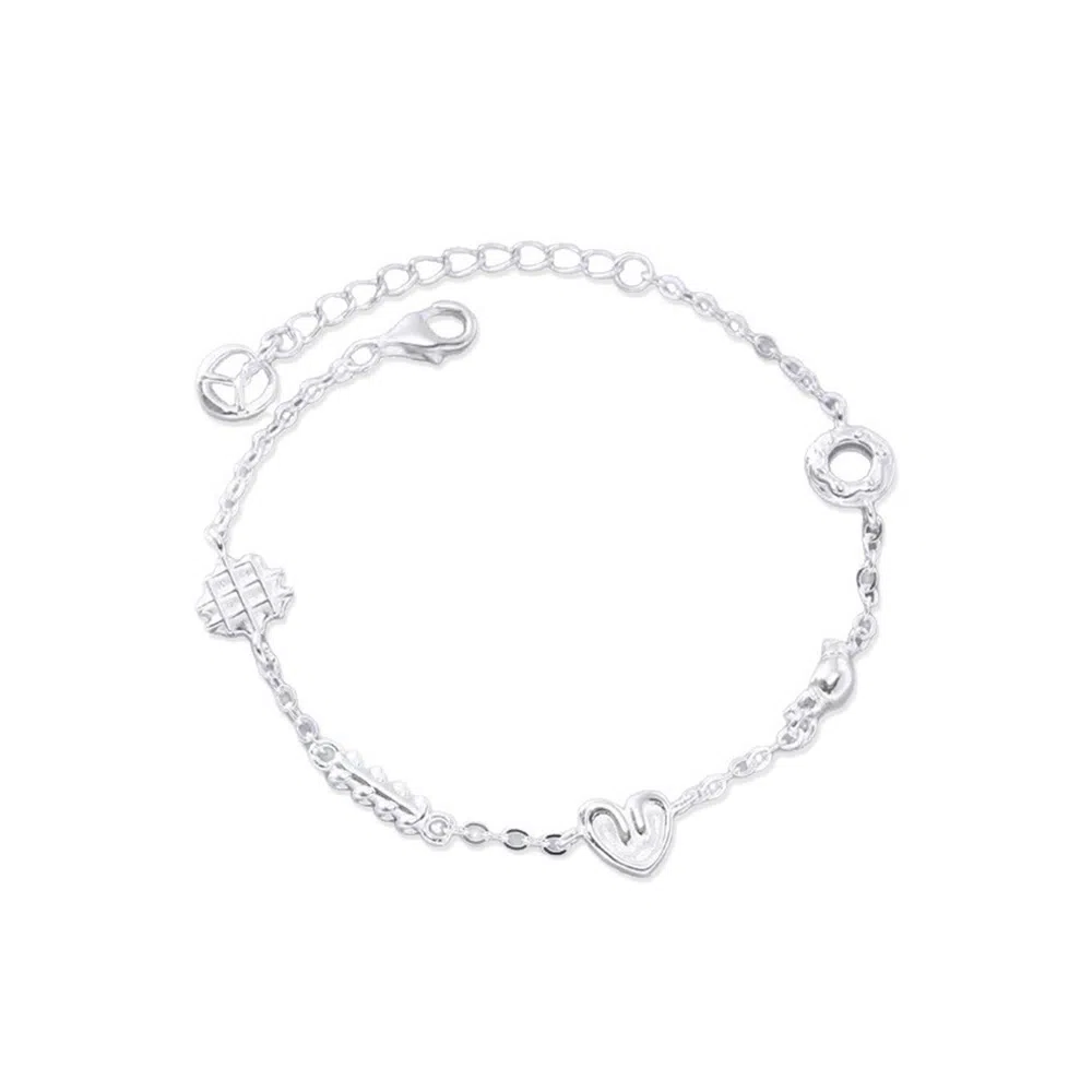 【S925纯银】 七七银饰 面包脑袋 萌趣治愈系小清新 时尚复古小巧精致 可爱通勤百搭文艺 浪漫配饰#好运  银 手链 男女同款情侣款