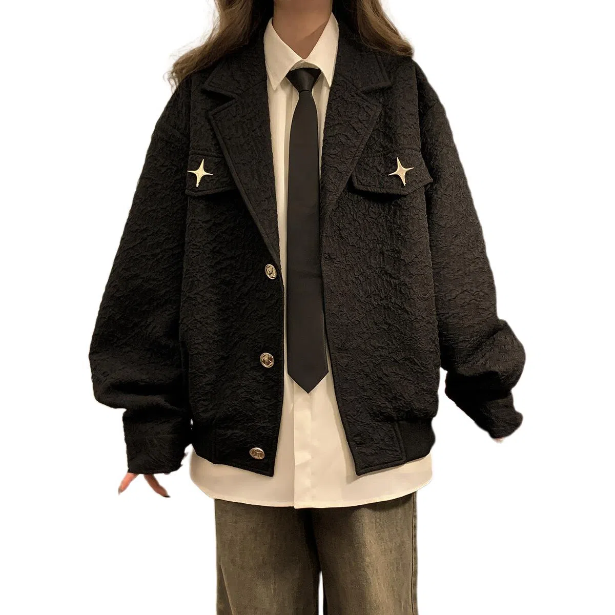 欧迪芬 美式复古外套春秋款小众设计飞行员上衣情侣款炸街短款褂子夹克 男女同款