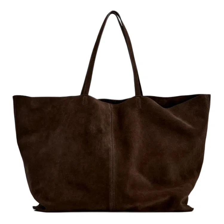 ZARA Leather Tote Bag Chocolate Large