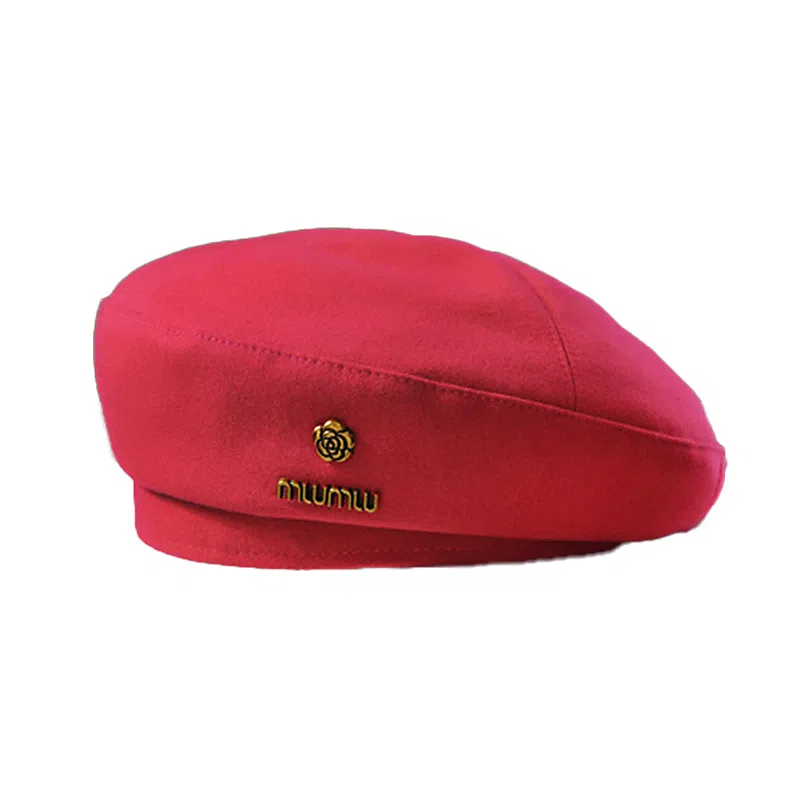 祎步康 小清新尊宿山茶花秋冬显脸小定型款时尚画家帽 涤纶 贝雷帽 女款