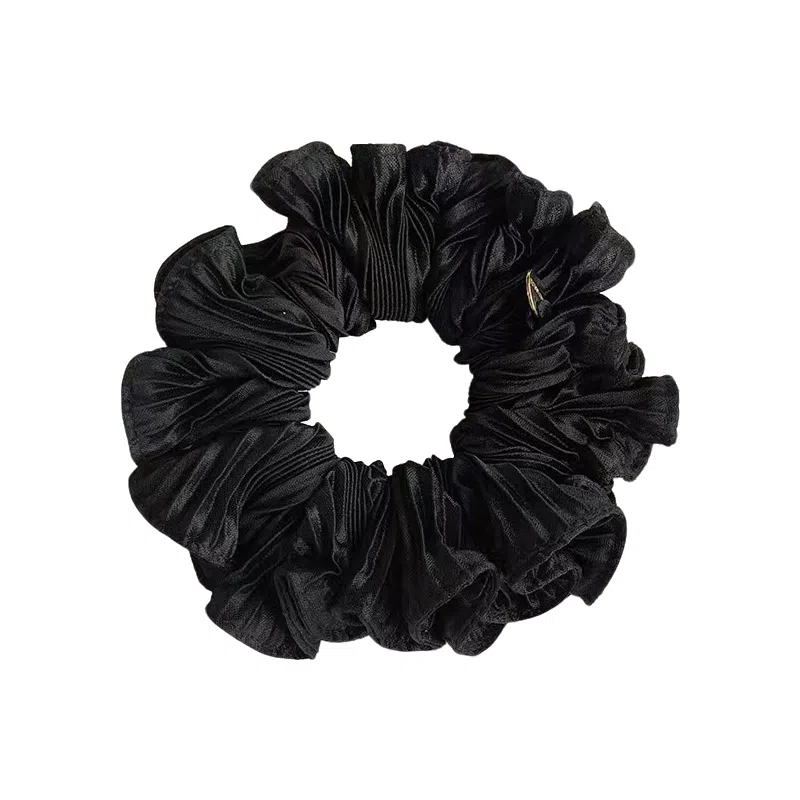 蒙妮 韩系温柔褶皱金标大肠圈 布艺 发圈 女款